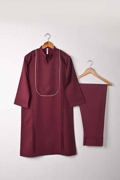 STP-300A-Maroon - 2Pc Ready to Wear Malai Gotta Work Dress