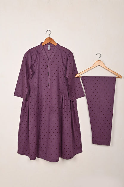 STP-217A-Purple - 2 Pc Ready to Wear Cotton Printed Co-Ord Dress