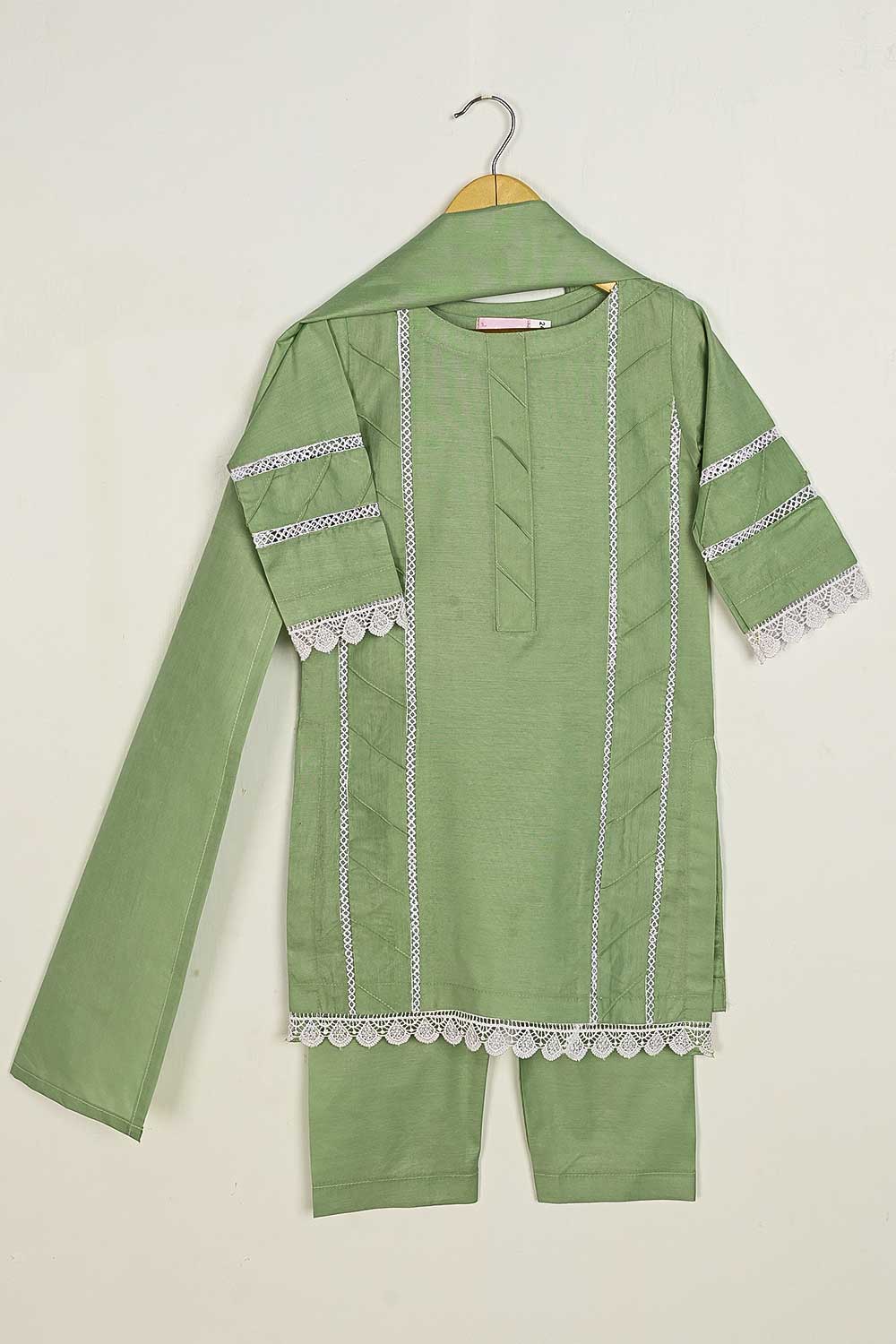 TKF-71-Pista - Kids 3Pc Pc Cotton Dress With Cotton Trouser