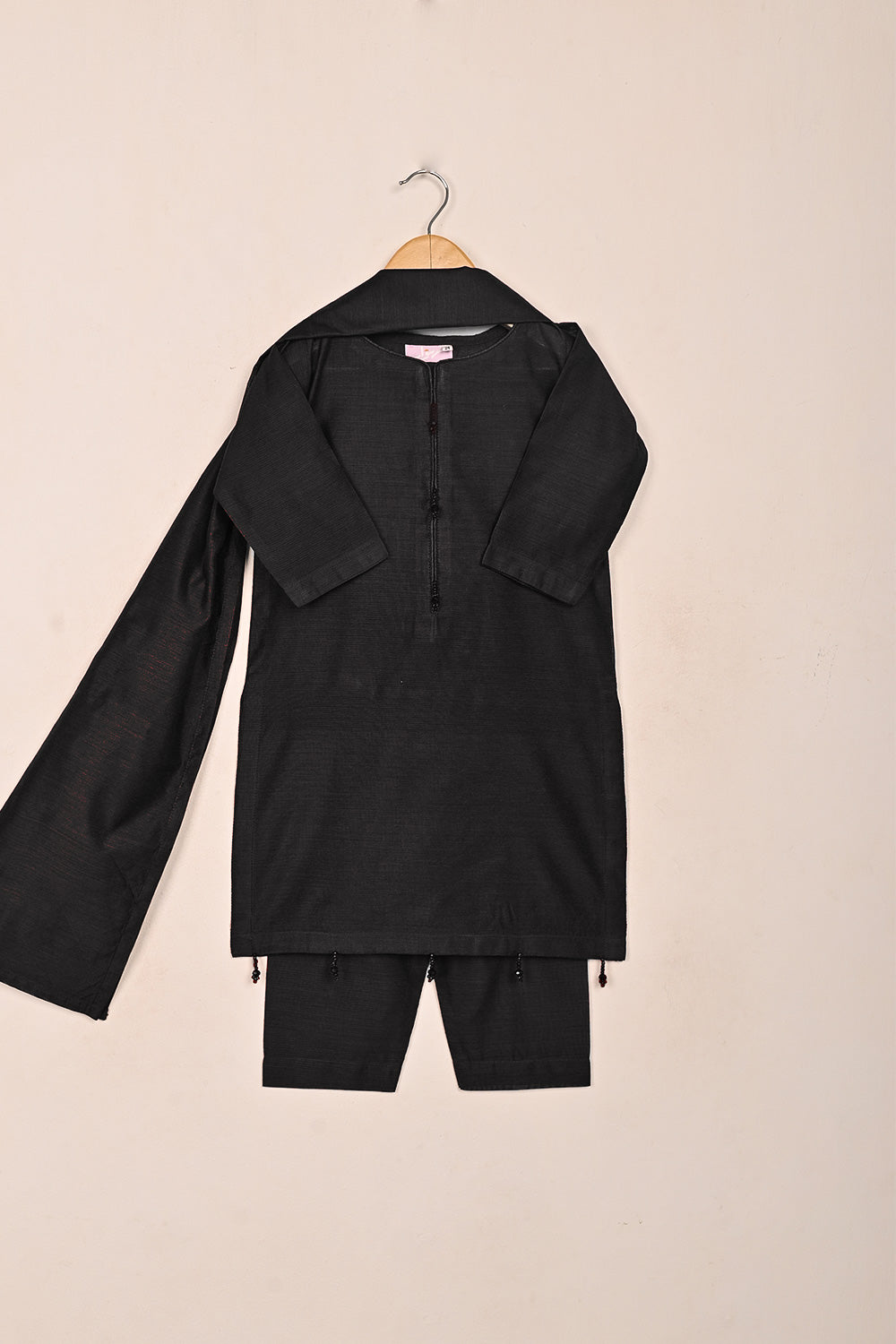 TKF-226-Black - Kids 3Pc Ready to Wear Khaddi Dress