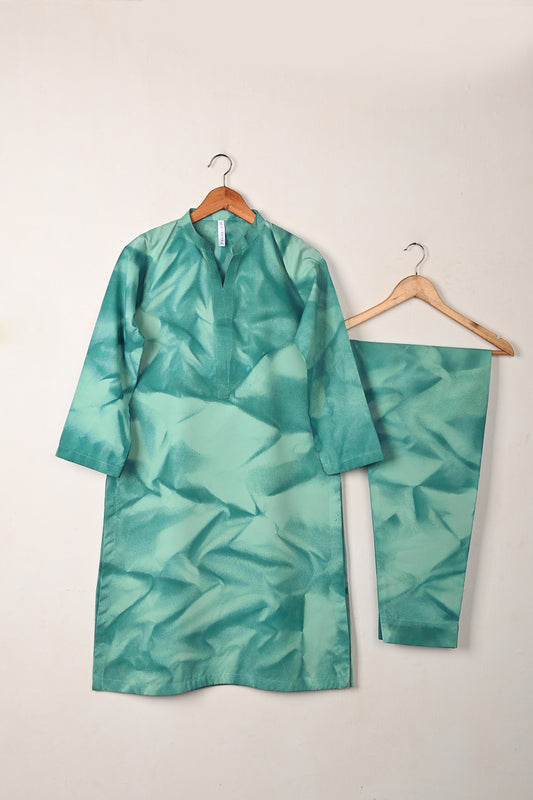 STP-293A-Sea green - Women 2Pc Ready to Wear Spray Contoured Malai Fabric Co-Ord Set