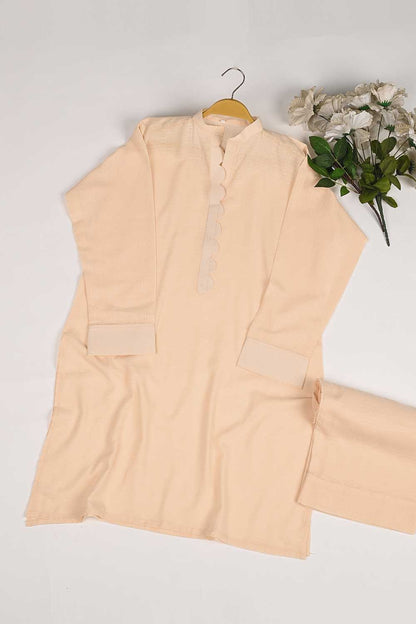 STP-168A-Peach - 2PC SELF JACQUARD LAWN STITCHED