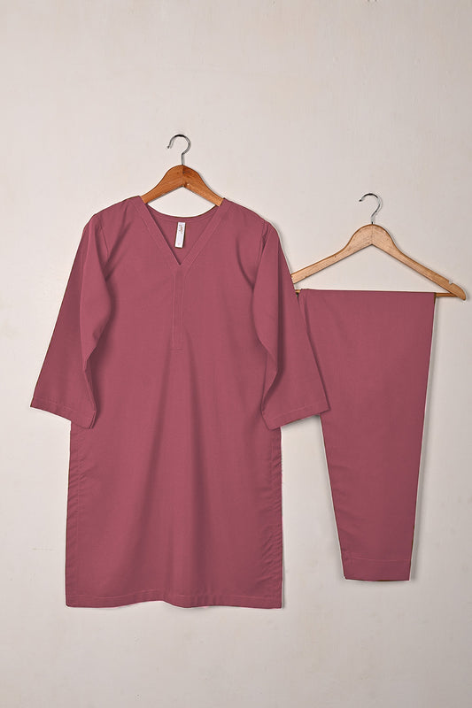 STP-233C-Rose Pink - 2Pc Ready to Wear Malai Solid Dress