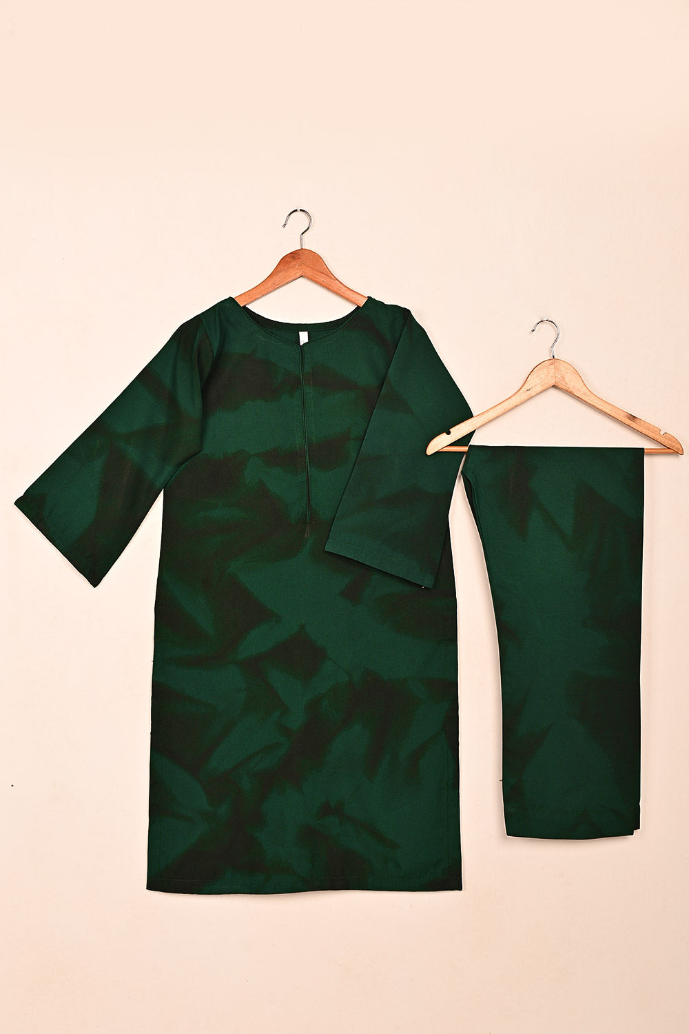 STP-206B-Bottle Green - Women 2Pc Ready to Wear Spray Contoured Malai Fabric Co-Ord Set