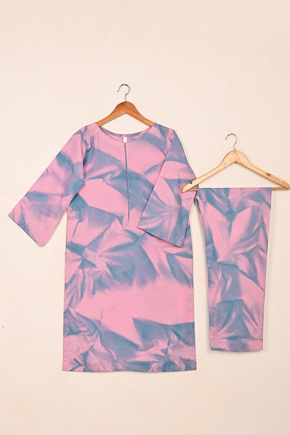 STP-206M-Pink - Women 2Pc Ready to Wear Spray Contoured Malai Fabric Co-Ord Set