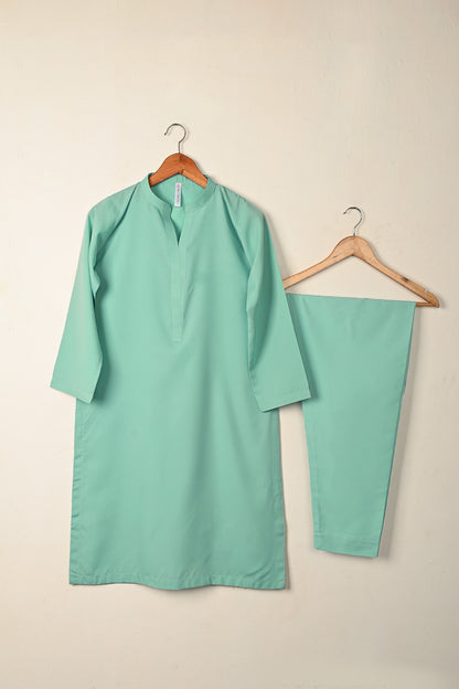 STP-291B-Sea Green - 2Pc Ready to Wear Malai Solid Dress