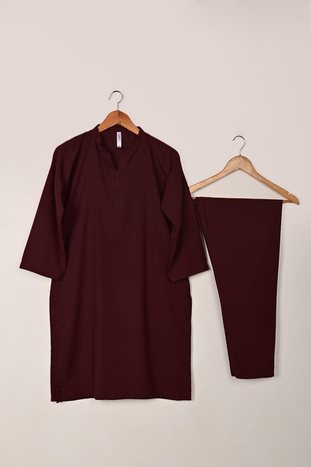 STP-221E-Maroon - 2Pc Ready to Wear Malai Solid Dress