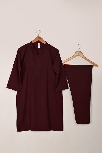 STP-221E-Maroon - 2Pc Ready to Wear Malai Solid Dress