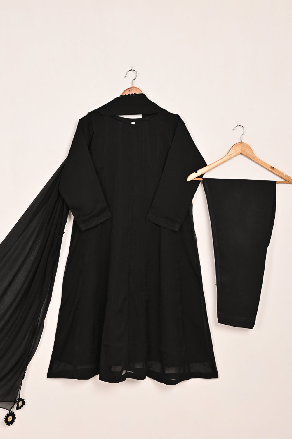RTW-193-Black -  3Pc Ready To Wear Chiffon Frock
