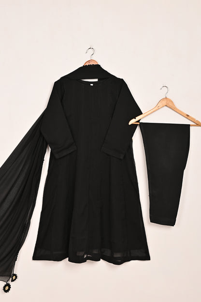 RTW-193-Black -  3Pc Ready To Wear Chiffon Frock