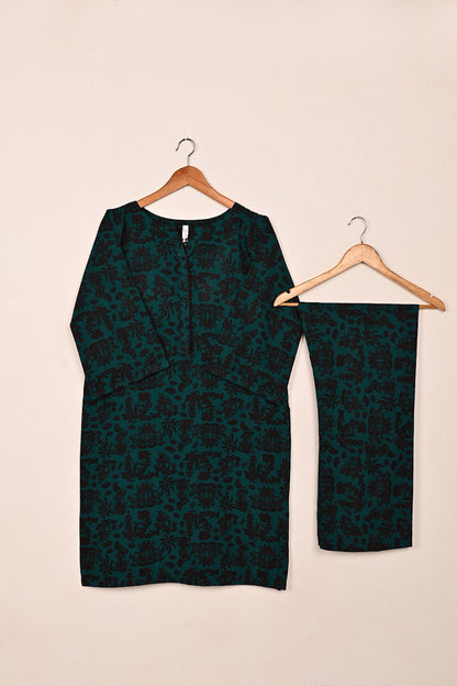 STP-201B-Turquoise - 2Pc Ready to Wear Malai Printed Co-Ord Dress