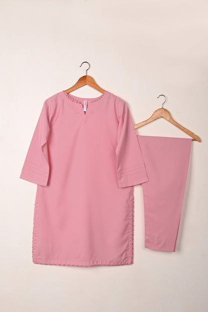 STP-251B-Pink - 2Pc Ready to Wear Malai Solid Dress