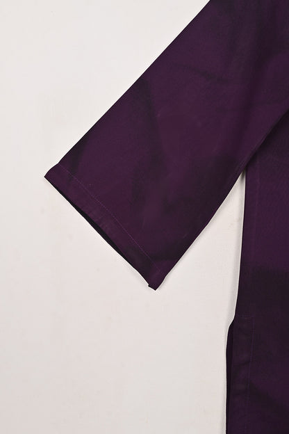 STP-206S-Dark Purple - 2Pc Ready to Wear Spray Contoured Malai Fabric Co-Ord Set