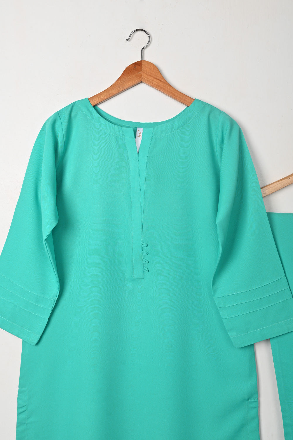 STP-271A- Sea Green - 2Pc Ready to Wear Malai Solid Dress