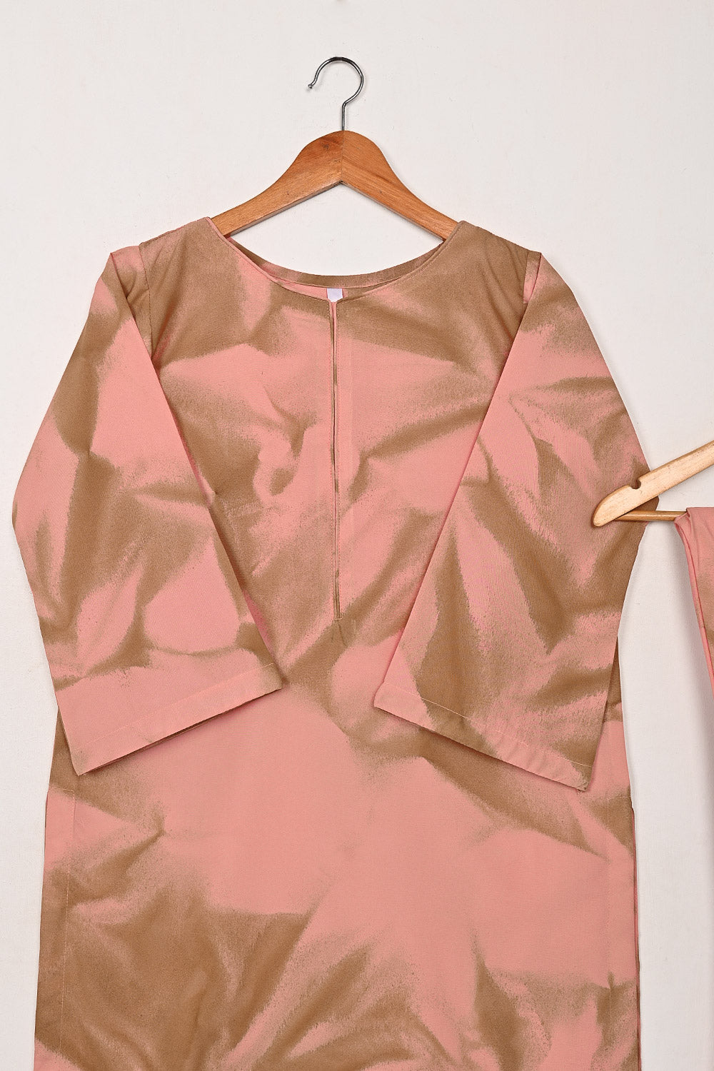STP-206J-Tea Pink - Women 2Pc Ready to Wear Spray Contoured Malai Fabric Co-Ord Set