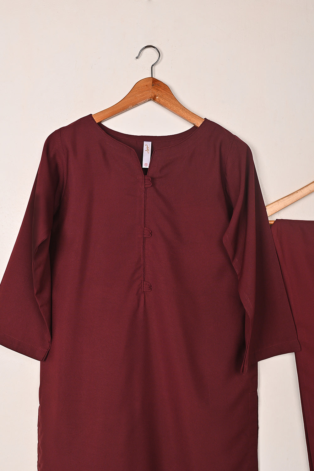 STP-237A-Maroon - 2Pc Ready to Wear Malai Solid Dress