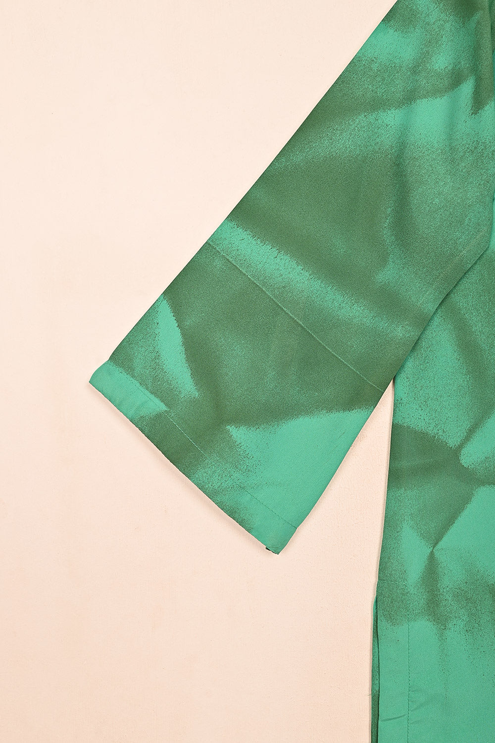 STP-206C-Aqua green - Women 2Pc Ready to Wear Spray Contoured Malai Fabric Co-Ord Set