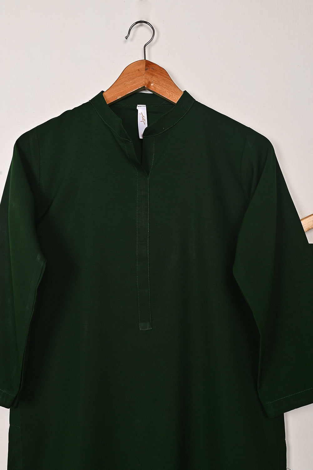 STP-224A-Bottle Green - 2Pc Ready to Wear Malai Solid Dress