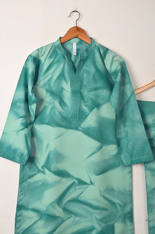 STP-293A-Sea green - Women 2Pc Ready to Wear Spray Contoured Malai Fabric Co-Ord Set
