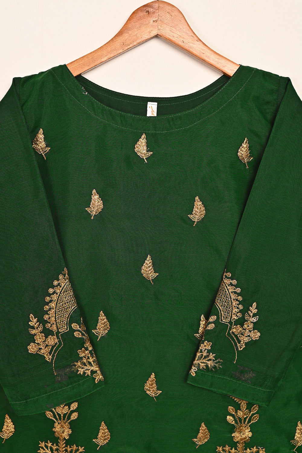 STP-080E-Green - 2Pc Organza Embroidered With Malai Trouser