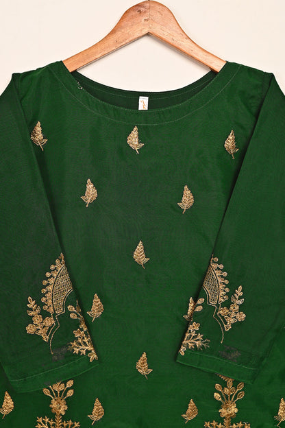 STP-080E-Green - 2Pc Organza Embroidered With Malai Trouser