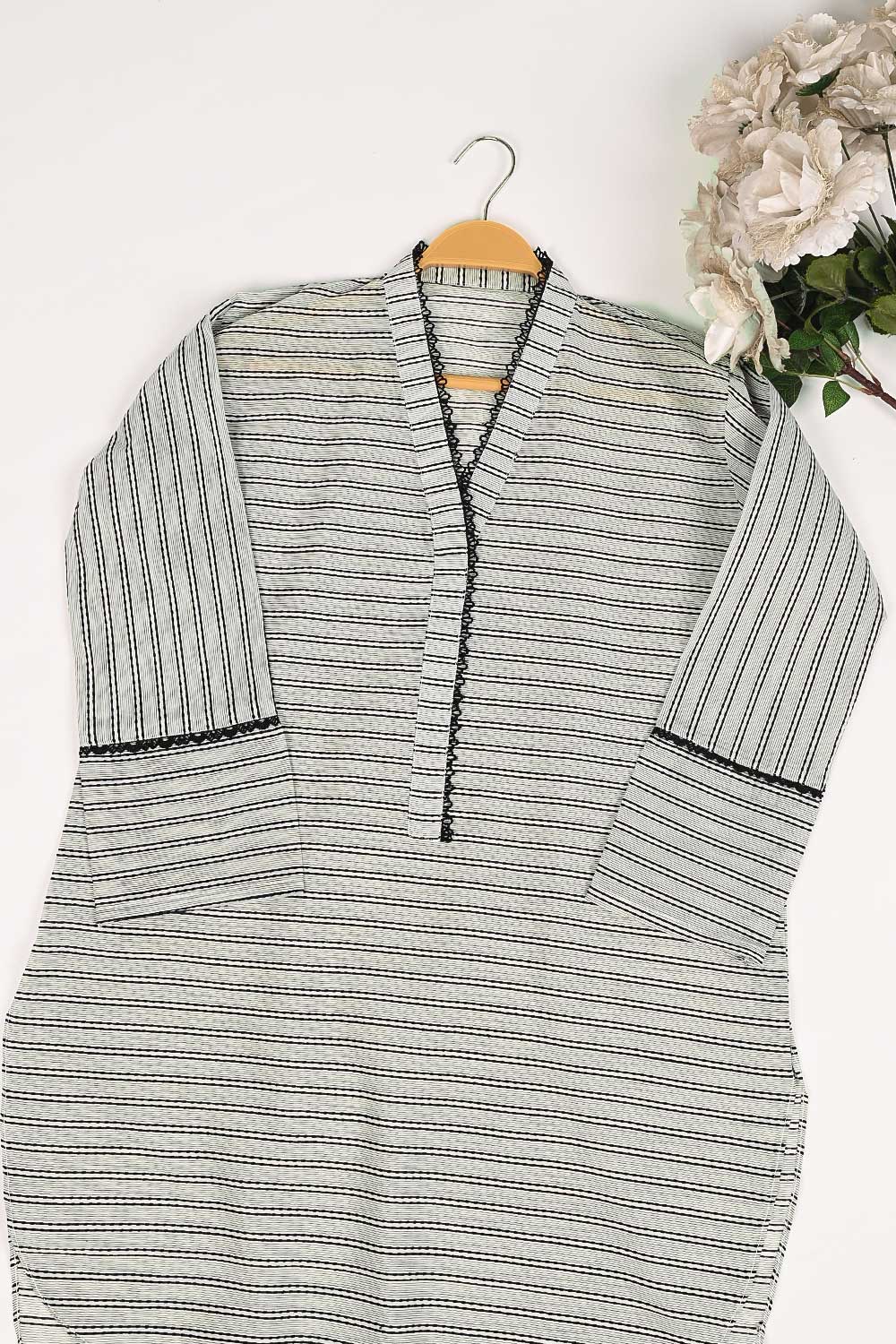 STP-167A-Grey - 2PC SELF JACQUARD LAWN STITCHED