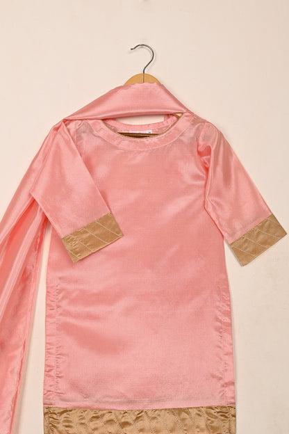 TKF-240-Pink - Kids 3Pc Ready to Wear Silk Formal Dress