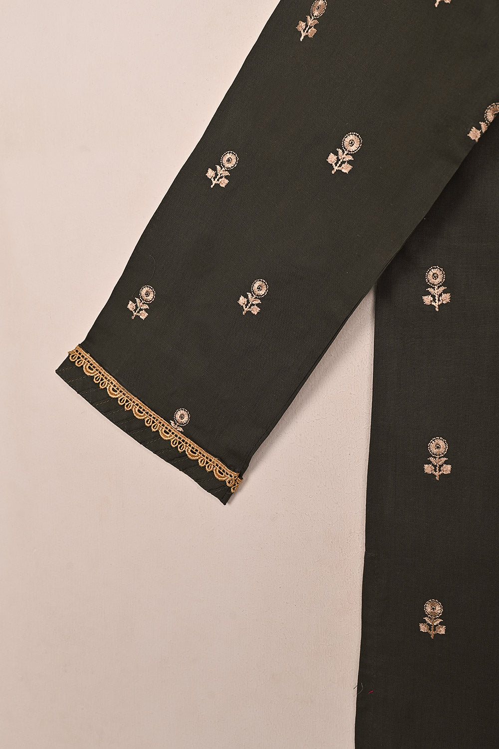 STP-194D-Mouse Gray - 2PC READY TO WEAR  EMBROIDERED COTTON DRESS