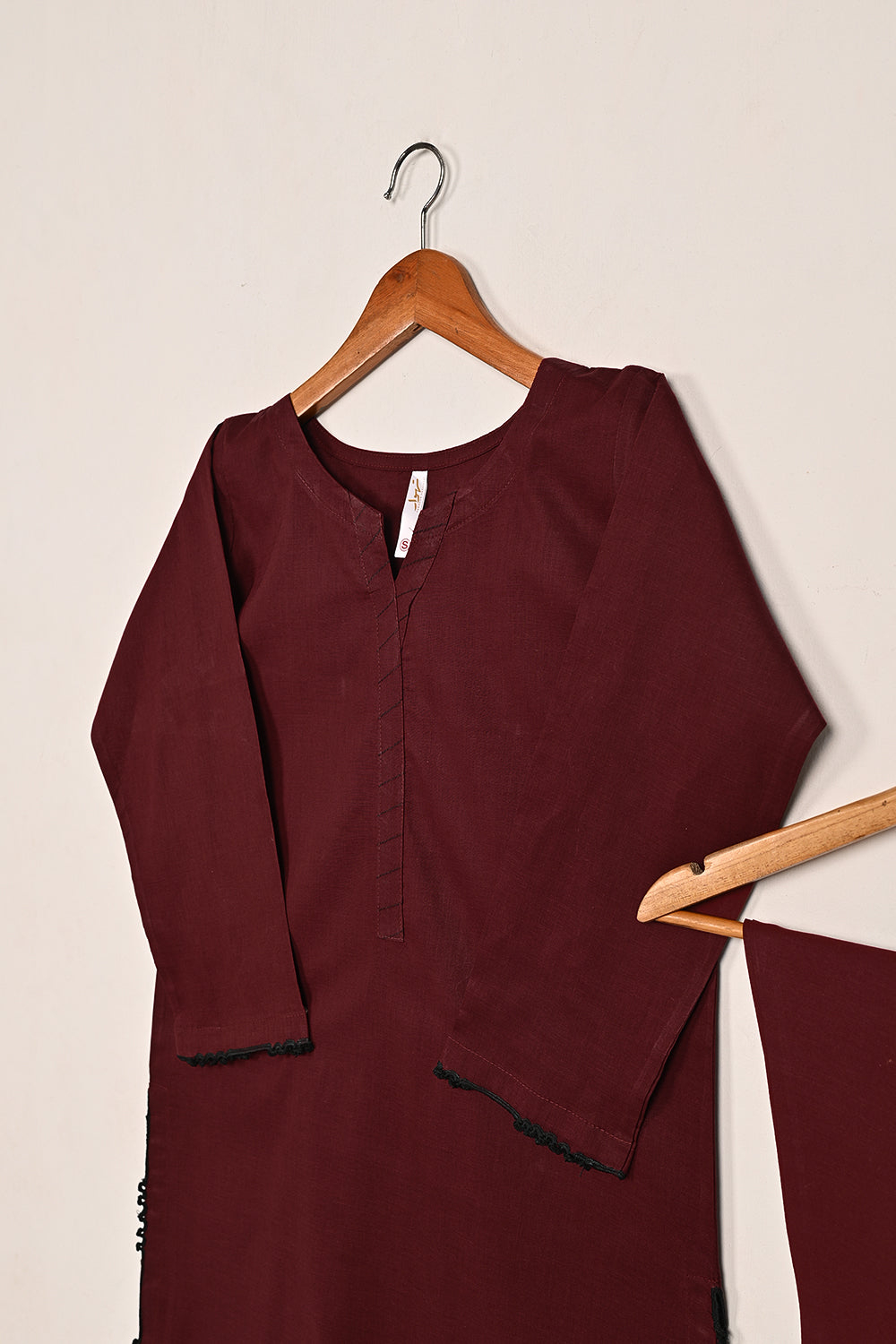 STP-191A-Maroon - 2 Pc Ready to Wear Solid Cambric
