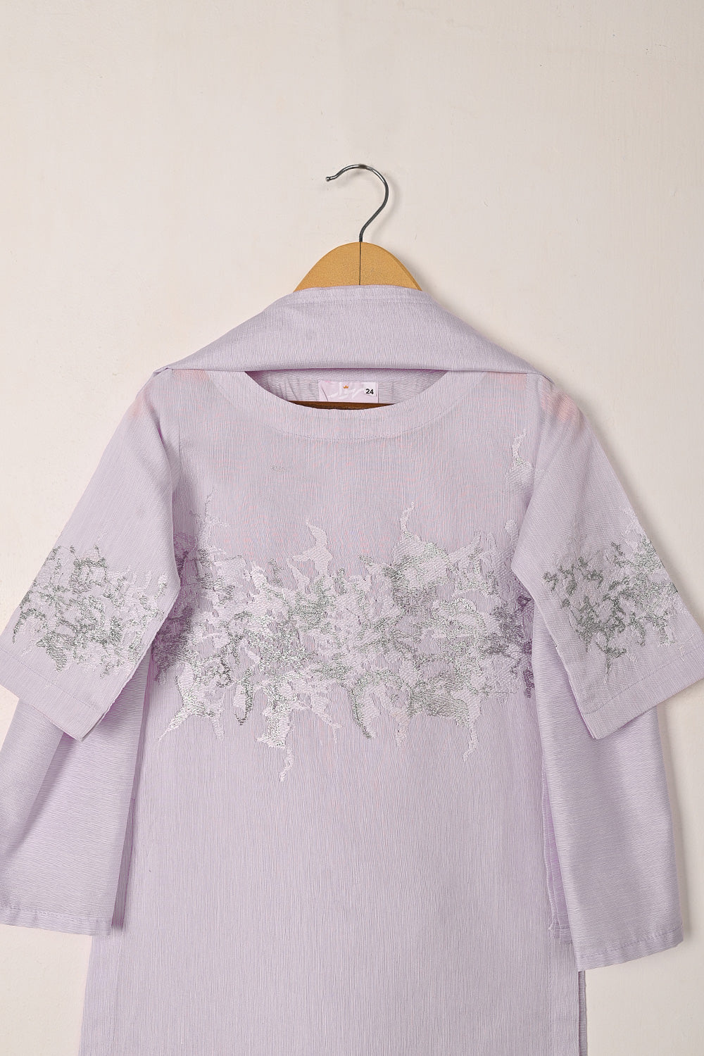 TKF-269-Purple - Kids 3Pc Paper Cotton Embroidered Dress