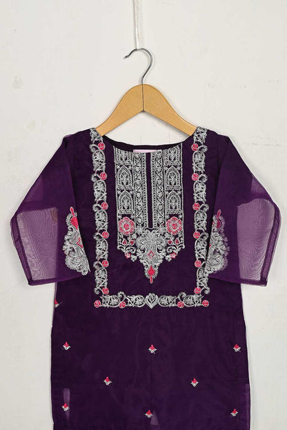TKF-42-Purple - Kids 3Pc Ready to Wear Organza Formal Embroidered Dress