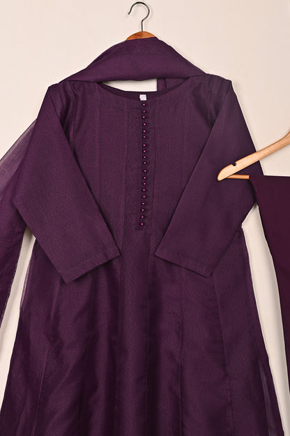 RTW-250-Purple -  3Pc Ready to Wear Javeria Net Frock