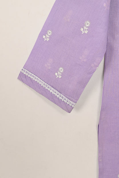 STP-194A-Purple - 2PC READY TO WEAR  EMBROIDERED COTTON DRESS
