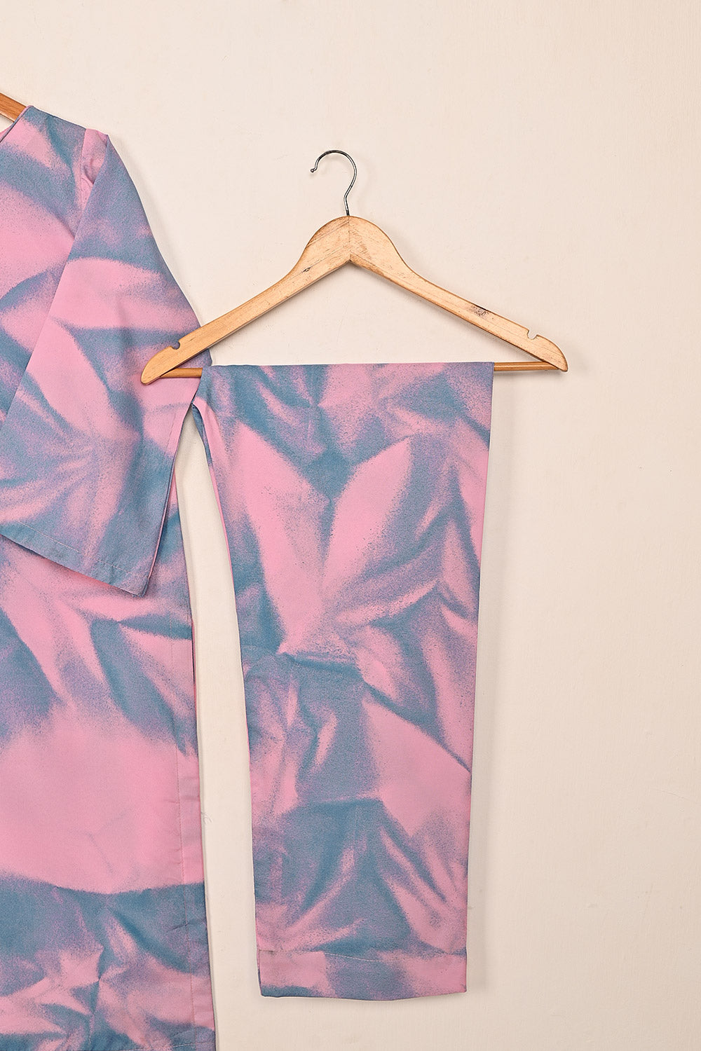 STP-206M-Pink - Women 2Pc Ready to Wear Spray Contoured Malai Fabric Co-Ord Set