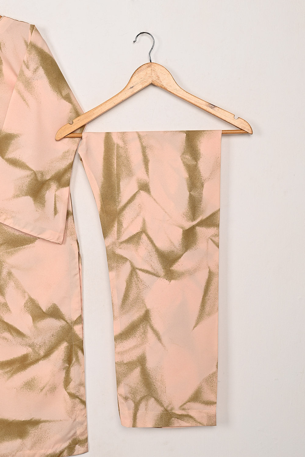 STP-206I-Peachy Pink - Women 2Pc Ready to Wear Spray Contoured Malai Fabric Co-Ord Set