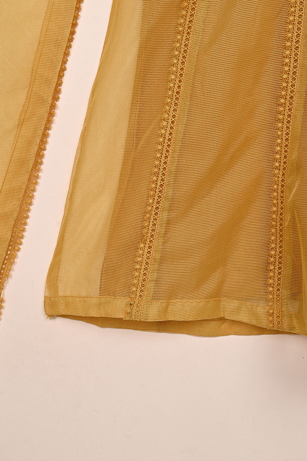RTW-229-Mustard -  3Pc Ready to Wear Javeria Net Frock