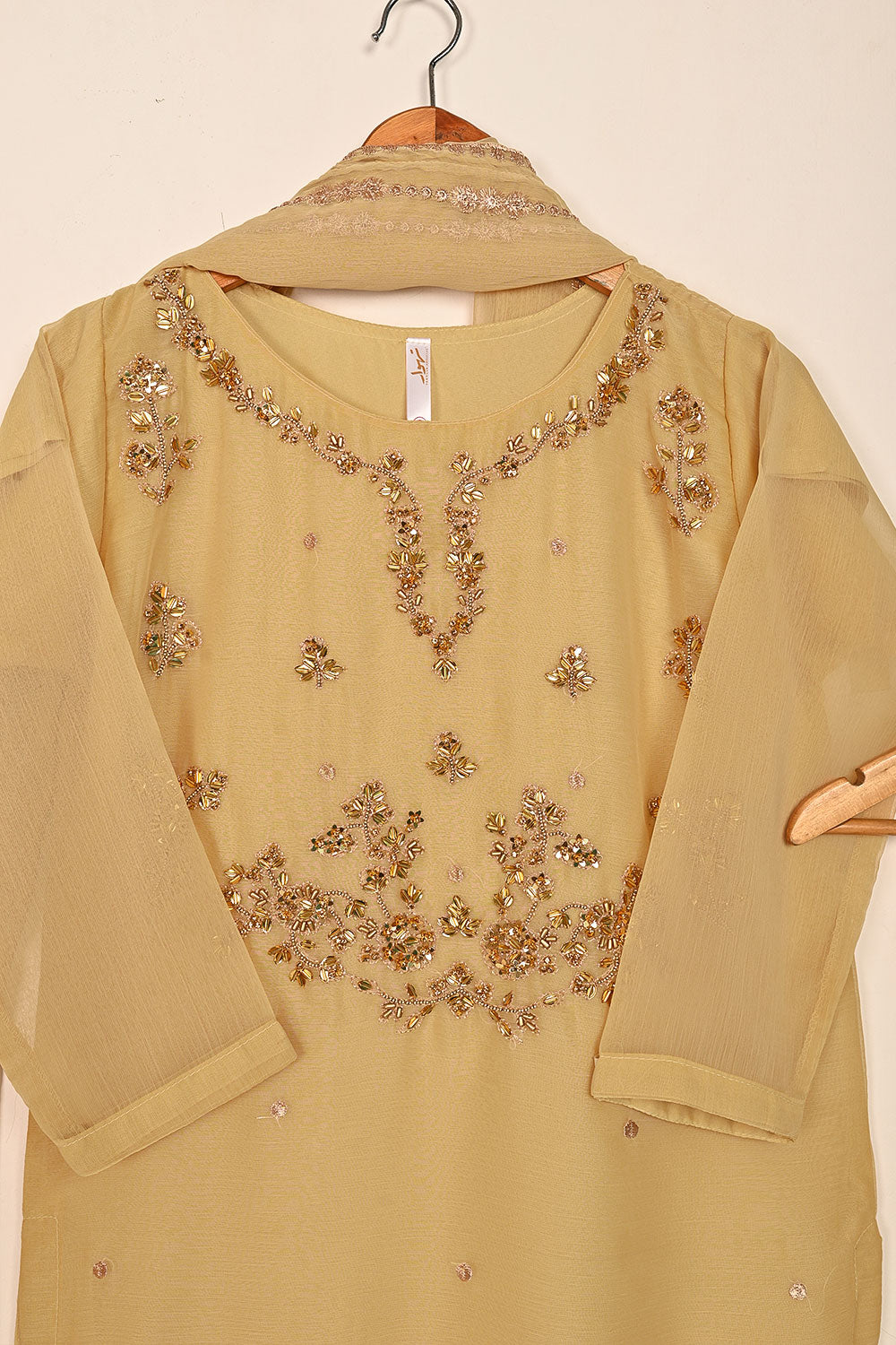 RTW-189-Skin - 3Pc Ready to Wear Embroidered Adda Work Chiffon Dress