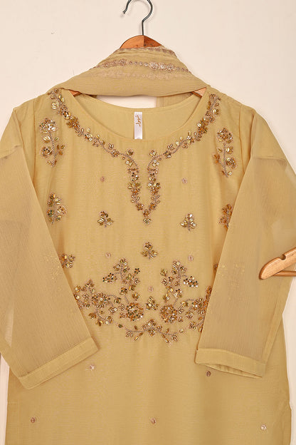 RTW-189-Skin - 3Pc Ready to Wear Embroidered Adda Work Chiffon Dress