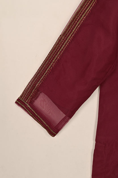 STP-125B-Maroon - 2Pc Organza With Malai Trouser