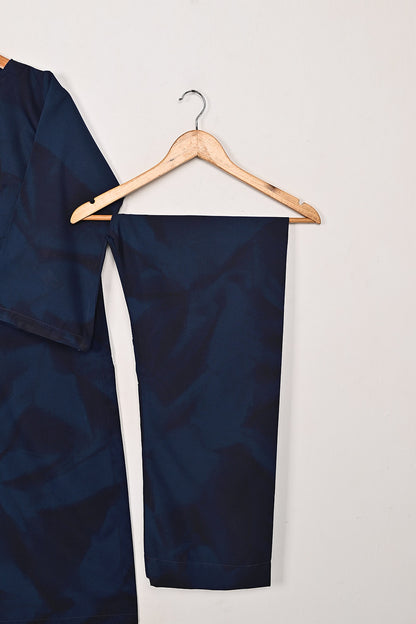 STP-206Q-Navy Blue - 2Pc Ready to Wear Spray Contoured Malai Fabric Co-Ord Set