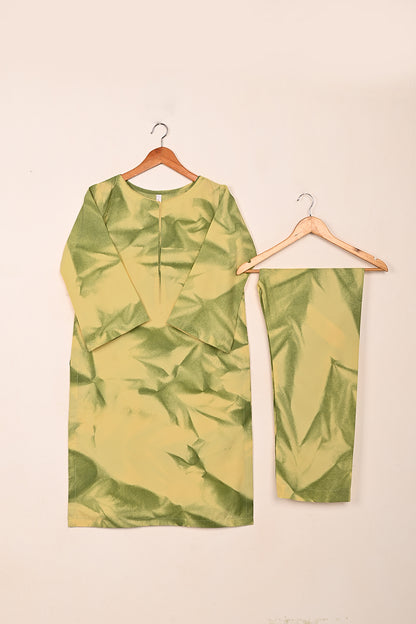 STP-206P-Yellow - 2Women 2Pc Ready to Wear Spray Contoured Malai Fabric Co-Ord Set