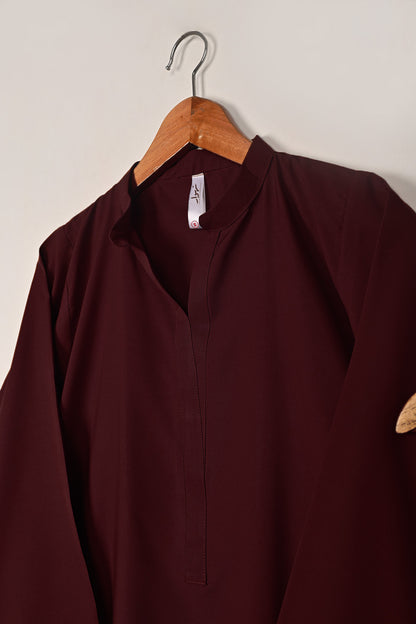 STP-221E-Maroon - 2Pc Ready to Wear Malai Solid Dress