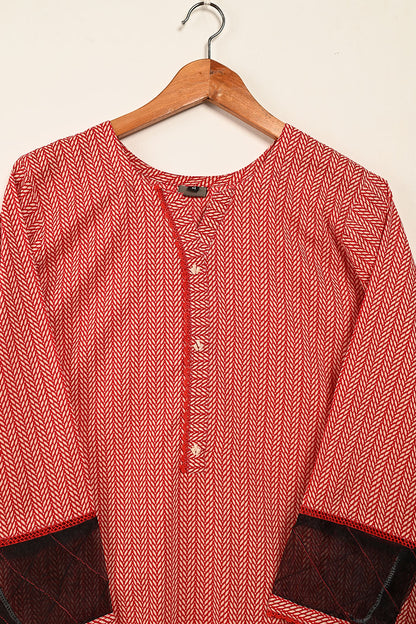 STP-183-RED - 2PC COTTON STITCHED DRESS