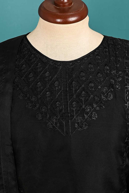 RTW-61-Black -  3Pc Stitched Embroidered Organza Dress