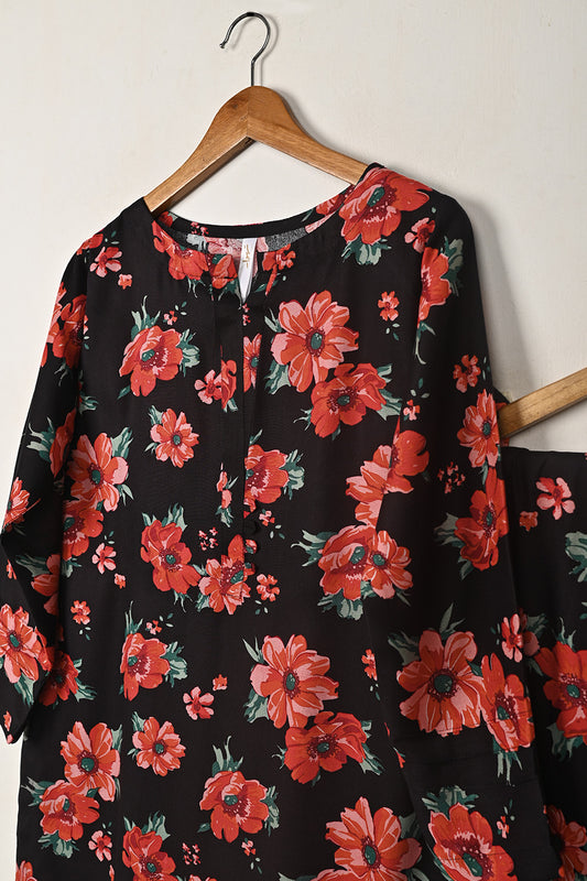 STP-279A- Black - 2Pc Ready to Wear Digital Printed Winter Linen Co-Ord Set