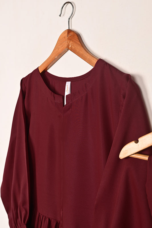 STP-236A-Maroon - 2Pc Ready to Wear Malai Solid Frock