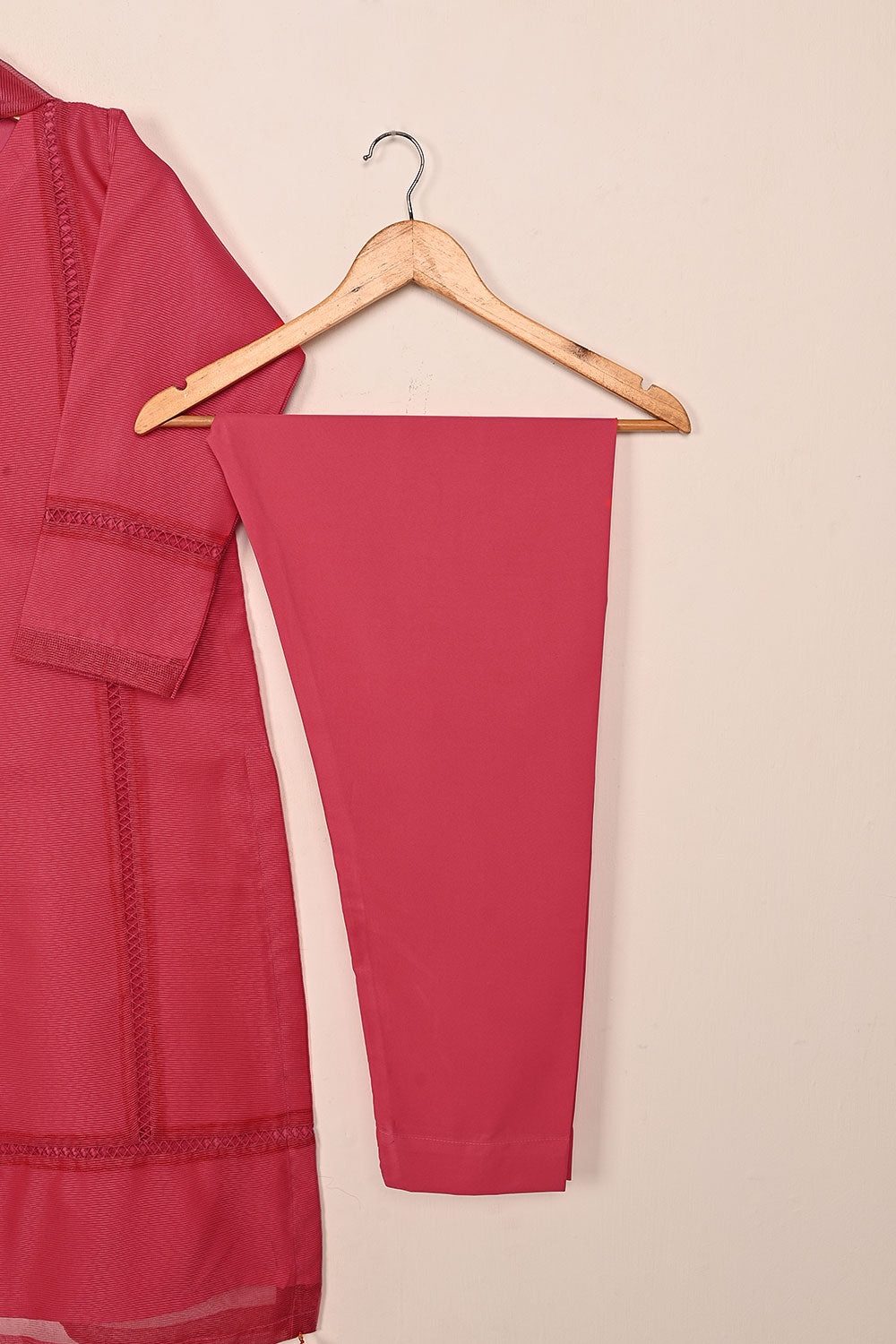 RTW-236-Cherry Pink -  3Pc Ready to Wear Javeria Net Dress