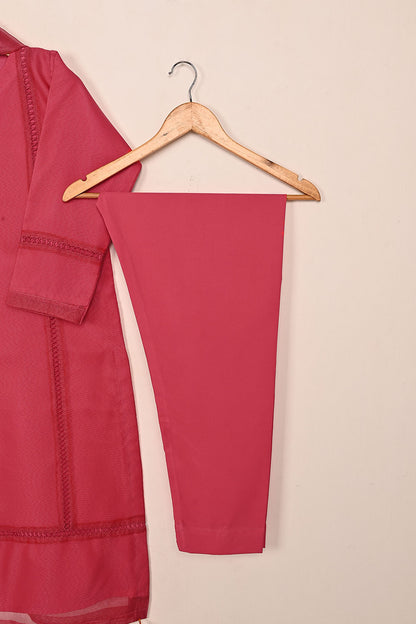 RTW-236-Cherry Pink -  3Pc Ready to Wear Javeria Net Dress