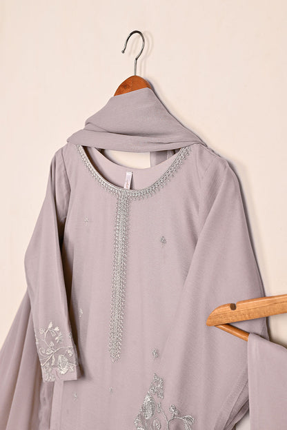 RTW-218-Light Purple -  3Pc Ready to Wear Embroidered Chiffon Dress