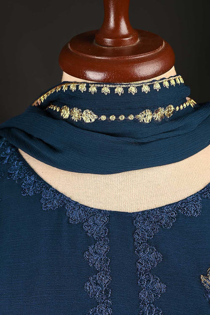 RTW-153-NavyBlue -  3Pc Stitched Chiffon Shirt